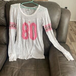 Victoria's Secret White and Pink Long Sleeve Top
